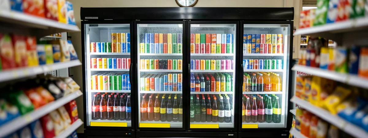 Empire commercial drinks fridge stocked in a London shop