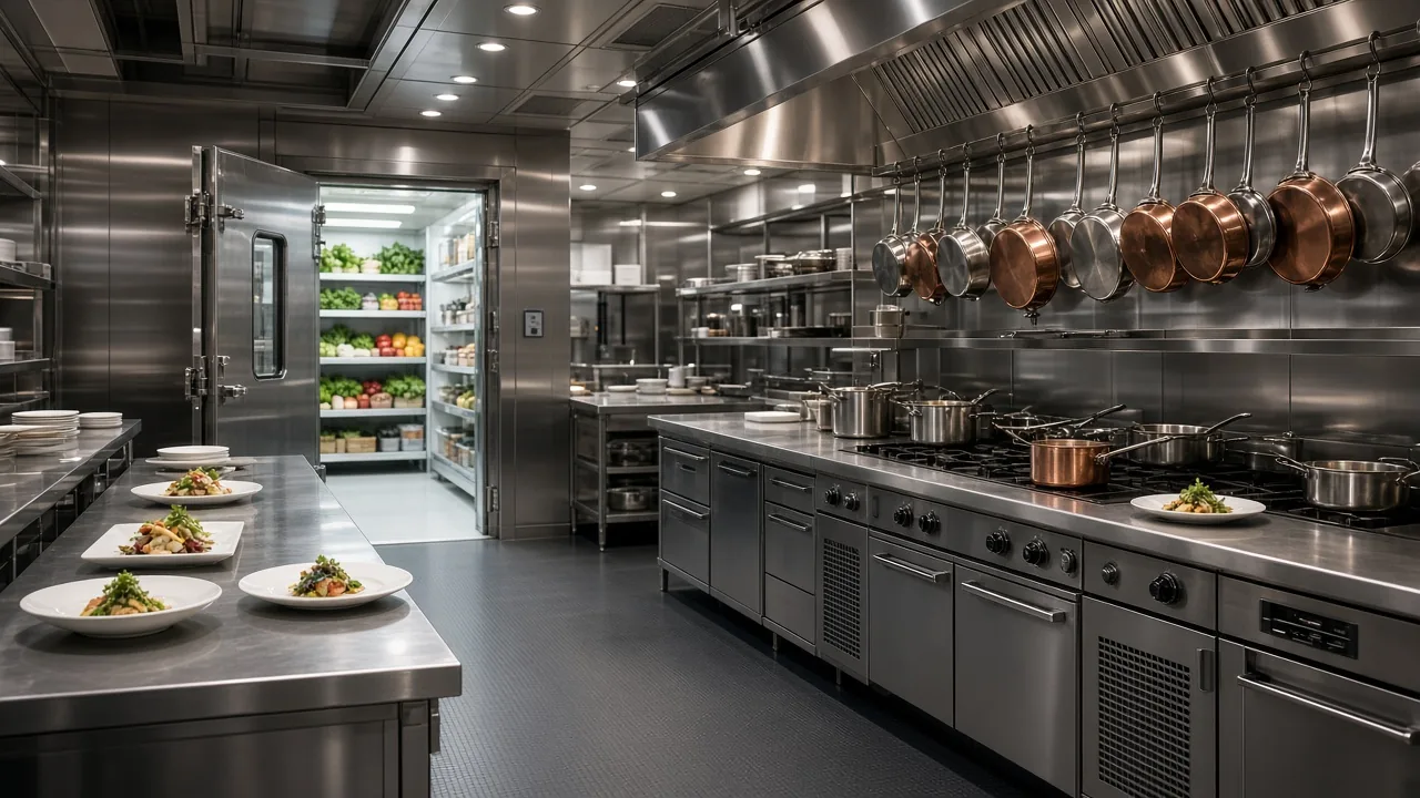 Hotel kitchen cold storage room in London